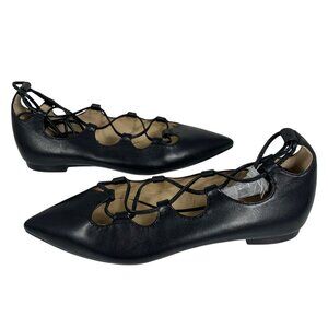 New COACH Justine Ballet Flats Pointed Toe Lace Up Strappy Q8007 Womens SZ 6.5B
